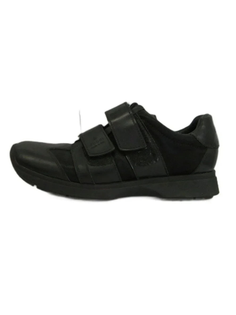 Gucci Sneakers Cowhide Leather Nylon Low Cut Double Velcro Black 6.5